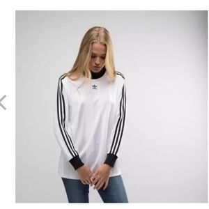 womens adidas long sleeve 3 stripe tee